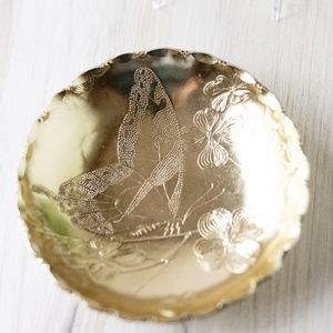 Arthur Armour aluminum gold anodized butterfly dish vintage bowl